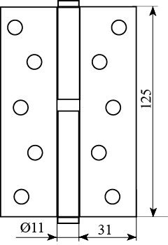 Fuxia - Петля дверная Fuxia 125*3*2,5 (1 подш, сталь) матовая античная латунь (левая) (25830) #2