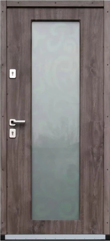 Теплосталь - Входная дверь Теплосталь ТС1 Стеклопакет (Нст13 RAL7016) (Н1 дуб серый) (Р6) (96*205Л) #1