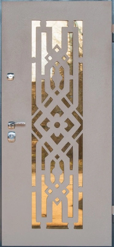 Теплосталь - Входная дверь Теплосталь ТС25 Стеклопакет (Нст14 RAL1019) (Н7 дуб серый) (Р6) (96 * 205П)