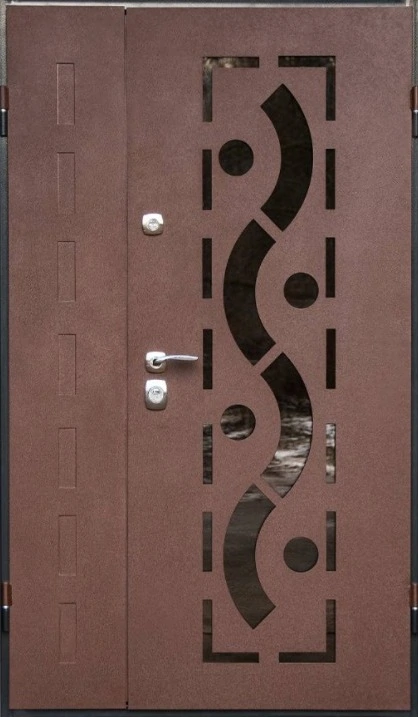 Теплосталь - Входная дверь Теплосталь ТС26 Стеклопакет (Нст7 RAL 8017) (Н8 дуб серый) (Р6) (120 * 205П)