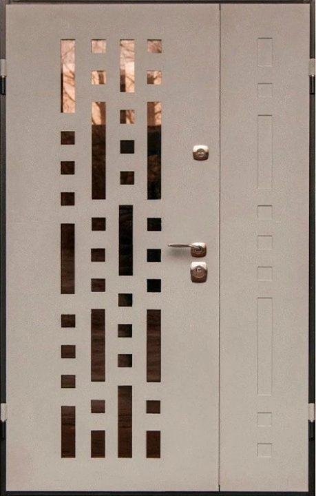 Теплосталь - Входная дверь Теплосталь ТС28 Стеклопакет (Нст9 RAL 1015) (Р) (120*205Л)