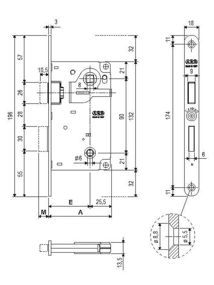 Магнитные замки для дверей - AGB CENTRO FOCUS механизм вж 90мм #1