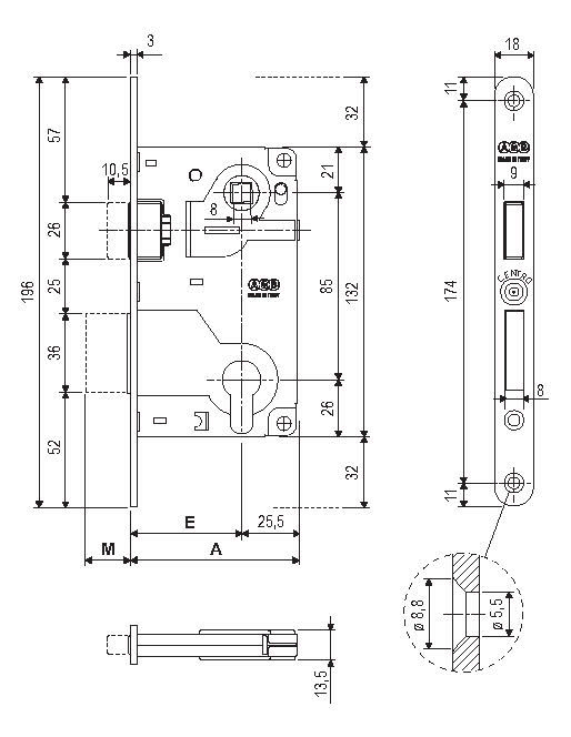 Магнитные замки для дверей - AGB CENTRO FOCUS механизм под цилиндр 85мм #1