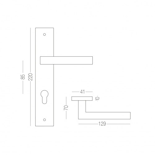 Дверні ручки на планці - Ручка MBM для дверей S-1135-85 SS #1