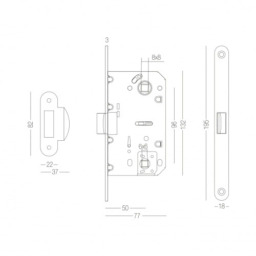 Механічні замки для дверей - Mеханізм МВМ під WC для міжкімнатних дверей P-2056 #1