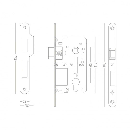 Механічні замки для дверей - Mеханізм МВМ для дверей під циліндр M-62 #1