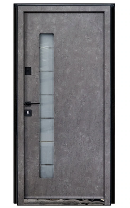 Со стеклом - Дверь входная Монолит Лампре 13 анрацит/ ПВХ бетон #1